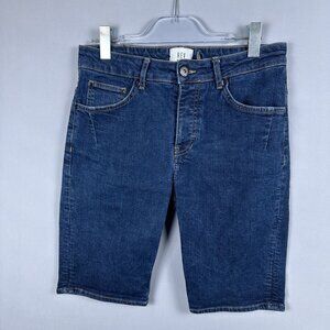 Revelation Bermuda Shorts Womens Size Medium Stretch Mid-Rise Dark Wash Blue